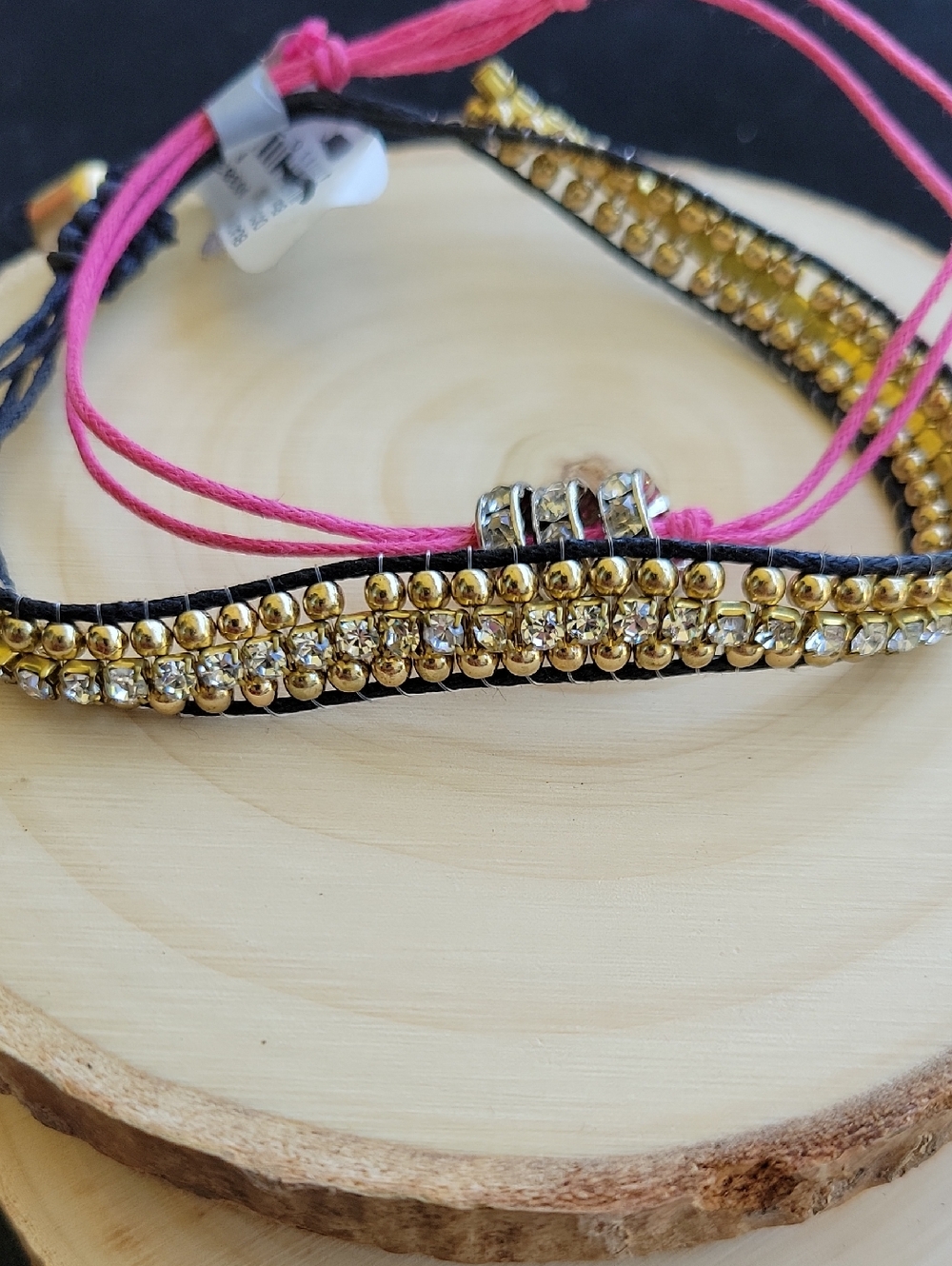Delia*s Beaded Crystal Wrap Bracelet Adjustable Pull On Tassels NWT